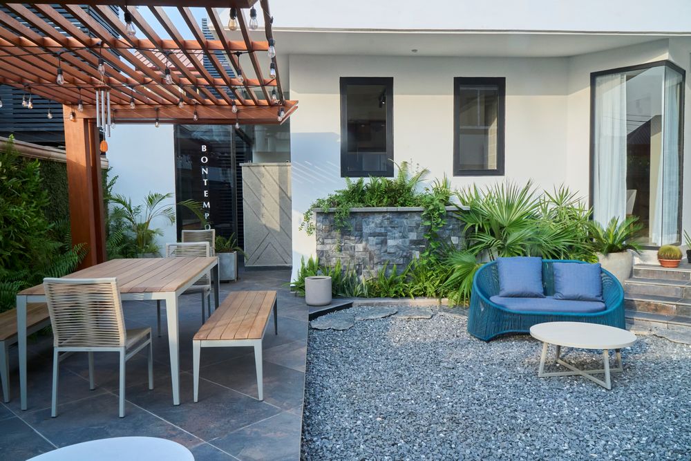 Swan residence - exterior elevation at dusk
